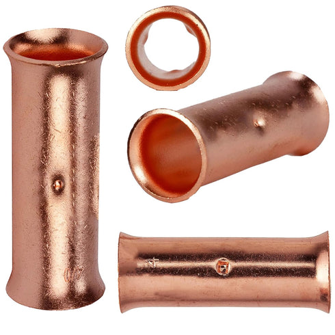 6 Gauge Butt Splice Connectors 30 PCS 6 AWG Non-Insulated Butt Connectors,Bare Pure Copper Butt Splice Wire Connector,Heavy Duty Uninsulated Crimp...