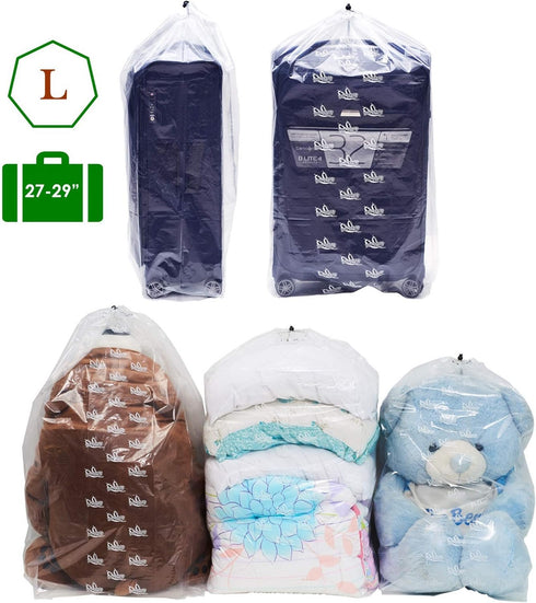 4 pieces of Dust Cover Big Plastic Drawstring Bags Multi-Purpose for Storage and Keeping Luggage, Big Dolls, Blankets, Pillows, Suitcase Good for ...