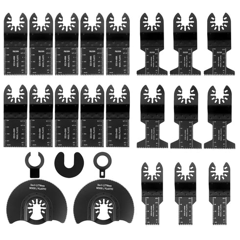 24 PCS Oscillating Saw Blades,6 Types Universal Metal Multitool Saw Blades - for Cut Wood Plastic - Quick Release Saw Blades Accessories Fit Dewal...