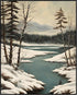 Posterizer 1 pcs-snowy winter nature scene with a lake-2-Landscape & Nature Art-GIft for Men Women Teens-Living Room Bedroom Decor- unframed wall ...