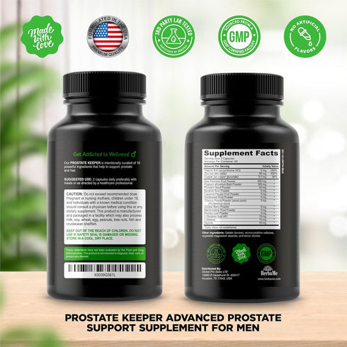 Prostate Support Supplement for Men with Saw Palmetto, Pygeum Bark, Pumpkin Seed and Zinc, Urinary Tract Health and Hair Growth, DHT Blocker and B...