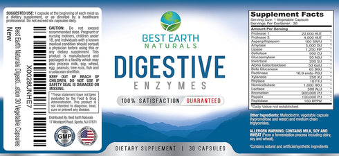 Best Earth Naturals Digestive Enzymes Maximum Strength Formula to Help Promote Healthy Digestion 30 Vegetable Capsules...