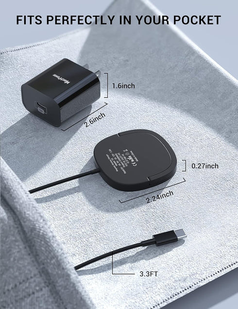 iPhone Magnetic Charger - Super Fast Mag Safe Charging Pad and 20W PD2.0 USB-C Wall Plug Compatible with iPhone 15 14 13 12 Pro Max Series, AirPod...