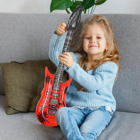 6-pack inflatable guitar balloon, inflatable guitar toddler toys | toy guitar | novelty inflatable rock star guitar | waterproof multi-color party...