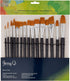 Jerry Q Art 15 pcs Golden Taklon Brush Set for Acrylic, Tempera, Watercolor, Oil Painting, Silver Ferrule with Violet Short Wooden Handles JQ151...