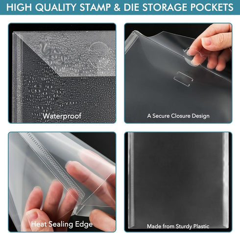 20 Pcs 6.4x6.4inch Stamp & Die Storage Pockets Resealable Clear Plastic Seal Bags Storagefor Cutting Dies Stamp Crafts for DIY Scrapbooking Paper ...