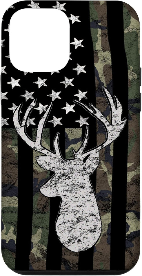 Deer Hunting Camouflage American Flag Whitetail Buck USA Case for iPhone 12 mini...