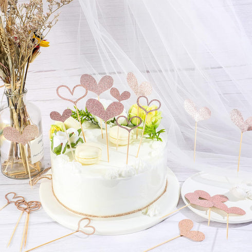 Fuutreo 48 Pcs Glitter Heart Cupcake Toppers Wedding Cupcake Picks Love Cake Decorations Heart Toothpicks for Valentines Day Wedding Bridal Shower...