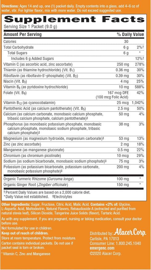 Emergen-C Citrus-Ginger Fizzy Drink Mix, Turmeric and Ginger, Immune Support, Natural Flavors with High Potency Vitamin C, 18 Count...