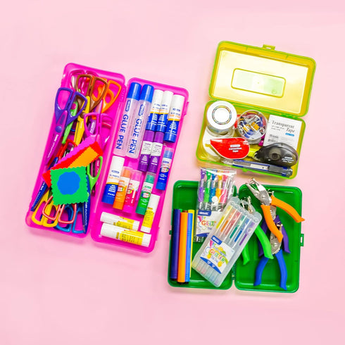 BAZIC Plastic Pencil Case Utility Storage Box, COLOR VARY, Organizer for Pens Pencils, 1-Unit...
