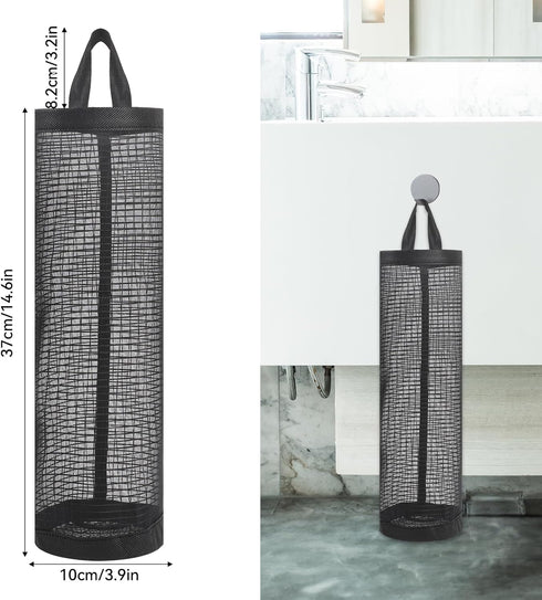 2Pack Plastic Bag Holder, Grocery Bag Holder for Plastic Bags Mesh Hanging Storage Dispenser Trash Bag Organizer Shopping Bag Holder for Plastic B...