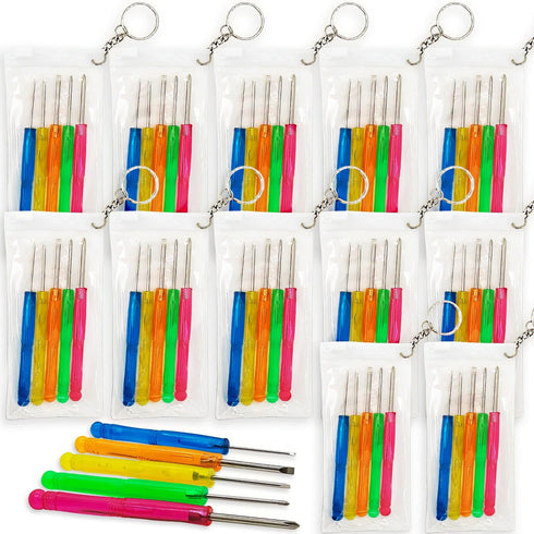 ArtCreativity 5 PC Mini Screwdriver Keychain Set, Pack of 12, Set Includes 5 Screw Drivers and Portable Pouch, Cool Birthday Party Favors for Boys...