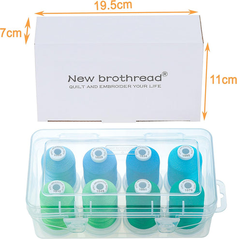 New brothread - 18 Options - Multi-Purpose 100% Mercerized Cotton Thread 50S/3 600M Each Spool for Quilting, Serger, Sewing and Embroidery - 8xPar...