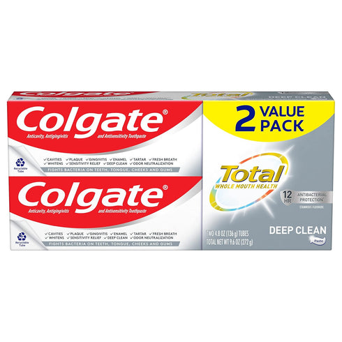 Colgate Total Toothpaste with Stannous Fluoride and Zinc, Multi Benefit Toothpaste with Sensitivity Relief and Cavity Protection, Deep Clean - 4.8...