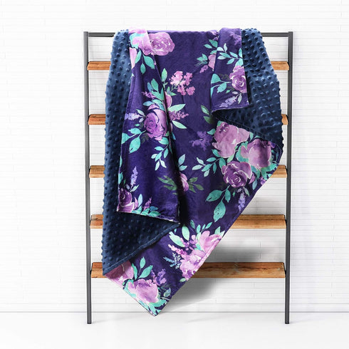 TANOFAR Baby Blankets Purple Floral Minky Toddler Blanket for Boys Girls, Dotted Backing, Double Layer, Crib Receiving Blanket, for Nursery/Stroll...