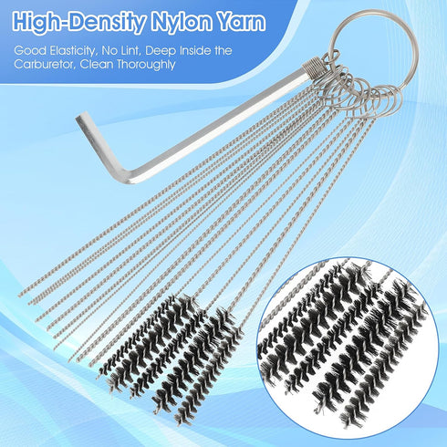 Carburetor Cleaning Kit,Torch Tip Cleaner Set,13 Cleaning Wires + 10 Cleaning Needles + 5 Nylon Brushes + 1 Pointed Pick Tool + 1 Throttle Wrench ...