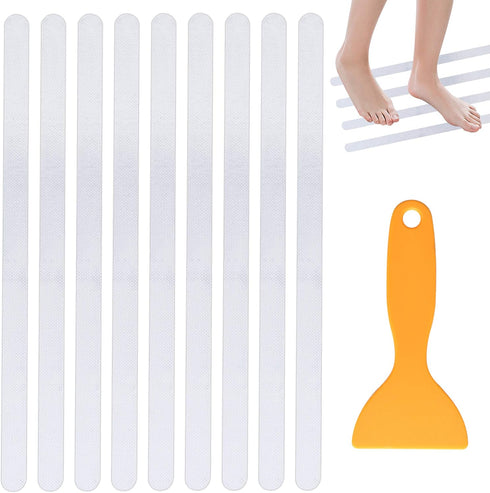 Supkiir Bathtub Non Slip Stickers, 24 PCS Anti Slip Adhesive Shower Treads with Scraper for Bath, Tub, Shower, Pool, Stairs, Ladders, Kitchen, 15’...