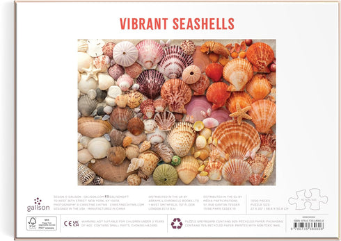 Galison Vibrant Seashells – Christine Chitnis 1000 Piece Puzzle Featuring Chromatic Seashell Arrangement On Sand...