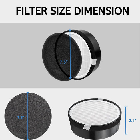 Nispira LV-H132 True HEPA Air Filter with Carbon Pre Filter Replacement Compatible with Air Purifiers LV-H132. Compared to Part LV-H132-RF - 7.5” ...