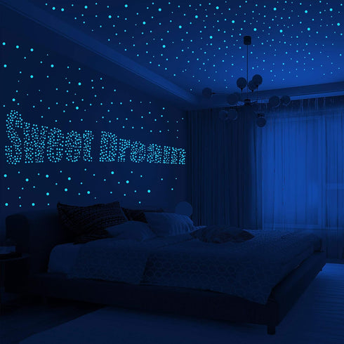 808 PCS Glow in The Dark Stars for Ceiling, Glowing Wall Decals Decor Stickers,(404 Pcs Green and 404 Sky Blue) 3D Adhesive Dots Decor Starry Sky ...