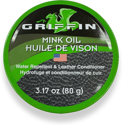 Griffin Mink Oil for Leather Boots 3.17oz – Premium Formula Made in USA – Restores, Softens & Conditions – Protects & Waterproofs from Rain, Water...