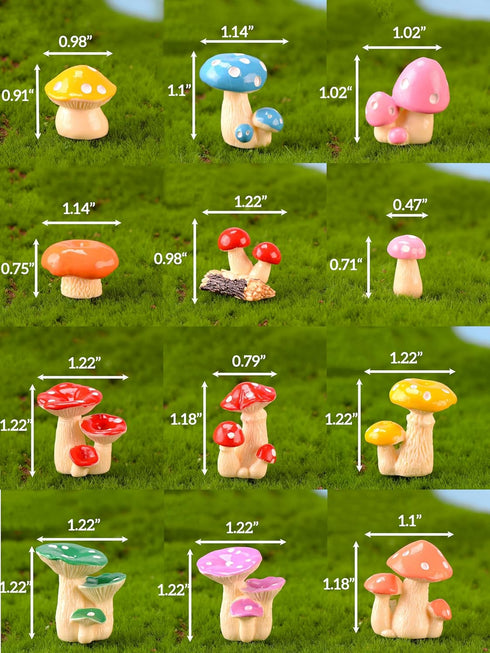 Fairy Garden Accessories Miniature Figurine Decoration for Mini Garden Micro Landscape Terrarium- 12 pcs Mushroom Mixed (12, Mushroom Mixed) (12, ...
