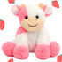 Hopearl Adorable Plush Cow Toy Floppy Dairy Cattle Soft Stuffed Animal Cute Birthday for Boys Girls Kids Toddlers, Strawberry Pink, 9''...