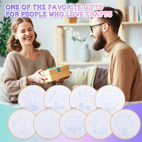 Sherr 9 Sets Embroidery Stitch Beginners Practice Kits Cross Stitch Kits to Learn Different Stitches Crochet Punch Needlepoint Kits for Kids Adult...