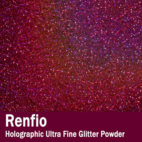 Renfio Holographic Ultra Fine Glitter Powder Metallic Resin Glitter 2.11 Oz (60g) PET Flakes Crafts Sequins 1/128" 0.008" 0.2mm Epoxy Chips Flakes...