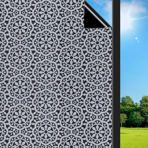 ConCus-T Blackout Privacy Window Film Full Shade Opaque UV Resistant Static Cling Window Film Non-Adhesive Removable Film Home Office Decor, Black...