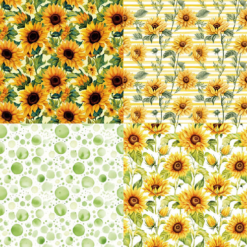 Scrapbook Paper 6X6, Card Making Supplies, Single-Sided Cardstock Paper Pads, Decorative Craft Paper, Sunflower Pattern Paper Pack, Decopodge Pape...