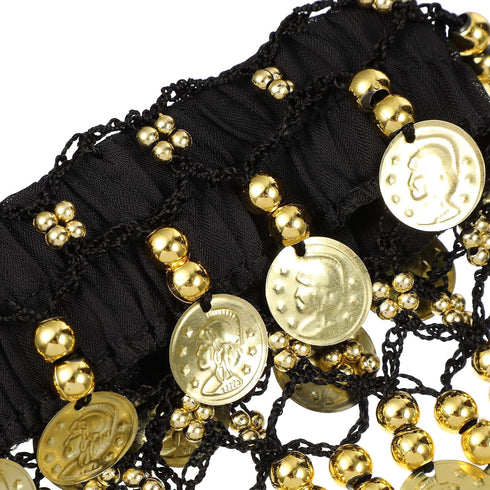 Gadpiparty Costume Jewelry 2pcs Belly Dance Ankle Bracelet with Coins Belly Dance Anklet Jewelry Anklet Chiffon Wrist Cuff for Belly Dance Costume...