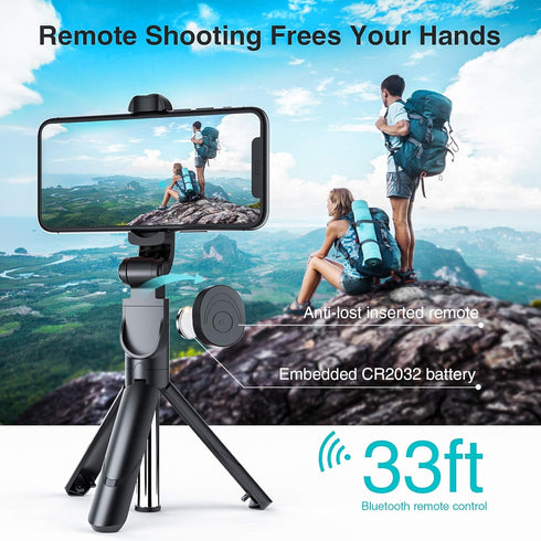 Selfie Stick Tripod with Wireless Remote, Extendable & Portable Selfie Stick- Phone Tripod Stand Compatible with iPhone 14 13 12 11/Galaxy/Huawei,...