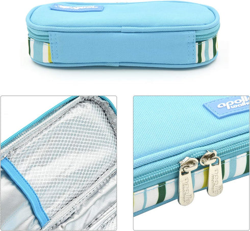 Goldwheat Insulin Cooler Travel Case Diabetic Medication Organizer Medical Cooler Bag with 2 Ice Pack Waterproof and Insulation Liner, Light Blue...