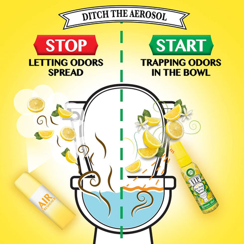 Air Wick V.I.P. Pre-Poop Toilet Spray, Up to 100 uses, Contains Essential Oils, Lemon Idol Scent, Travel size, 1.85 oz, Holiday Gifts, White Eleph...