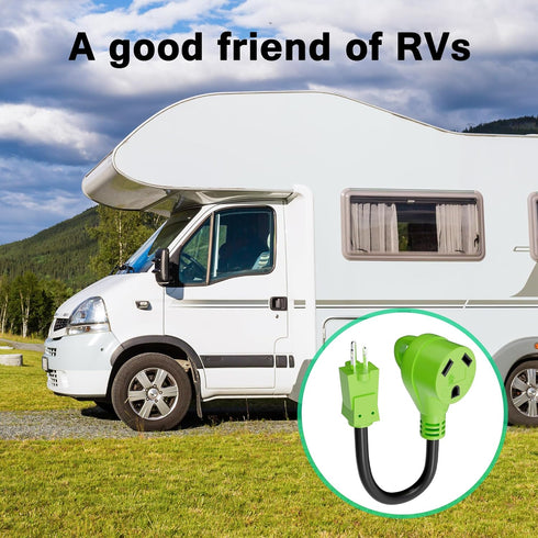 RV Adapter Plug 30 Amp to 15 Amp 110 Volt Cord with Grip Handle, 15A Male to 30A Female Dogbone RV Trailer Camper, NEMA 5-15P to TT-30R, SJTW, 12A...