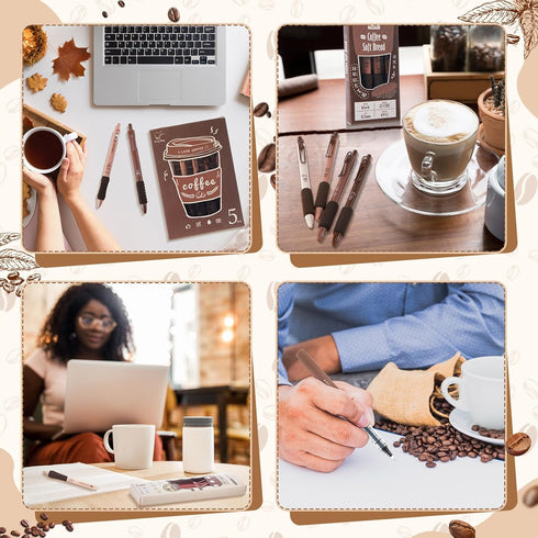 Cute Coffee Pens 24 Pcs Gel Ink Pens Retractable Pens and 1 Pcs Highlighter 0.5mm Fine Point Black Ink Kawaii Smooth Writing Pens for School Offic...