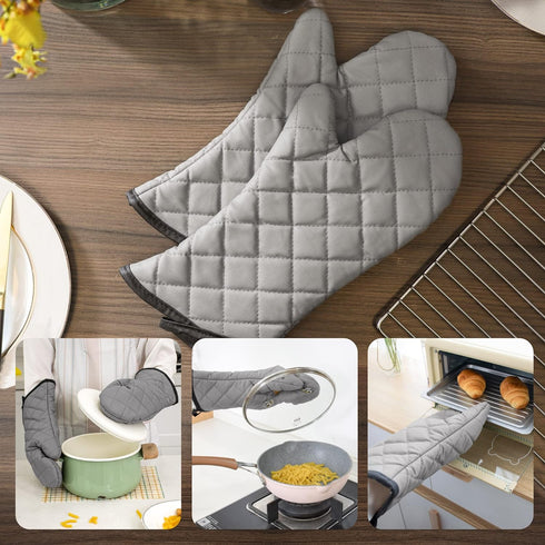 ARCLIBER Oven Mitts 1 Pair of Quilted Terry Cloth Cotton Lining,Extra Long Professional Classic Oven Mitt Heat Resistant Kitchen Oven Gloves,16 In...