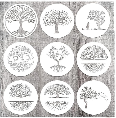 Stencils for Painting on Wood 12" Welcome Stencils for Crafts Drawing Tree of Life Reusable Plastic Art Templates for Adults Wood Burning Paint Ho...