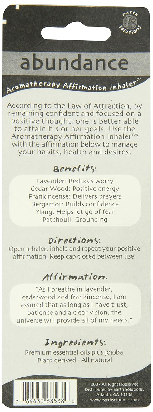 Abundance Aromatherapy Essential Oils Scent Inhaler | A Plant Derived Extract for Manifestation | A Therapeutic Grade Essential Oils Inhaler with ...