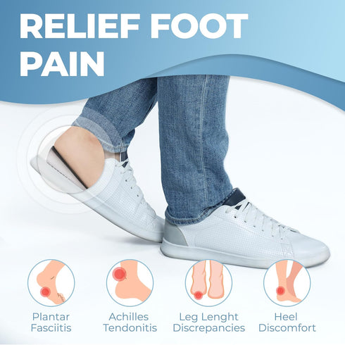Heel Cushions for Heel Pain Relief - 2 Pack Heel Lifts for Achilles Tendonitis, Shoe Wedge Inserts for Plantar Fasciitis, Bone Spur, Foot Pain Rel...