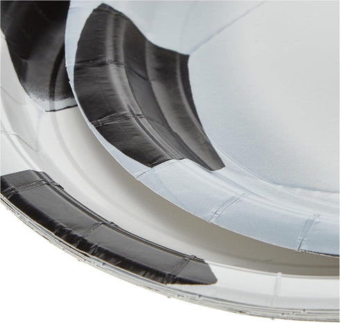 3D Soccer Black & White Paper Round Dessert Plates - 7" (8ct) - Perfect for Sports Enthusiasts, Birthdays & Game Nights...
