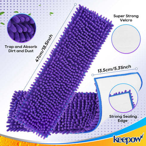 KEEPOW Pet System Microfiber Sweeping Pad for Mop, Replacement Pad for Floor Cleaner Dog & Hardwood Floors, 18 Inch Washable Cleaning & Dusting Pa...