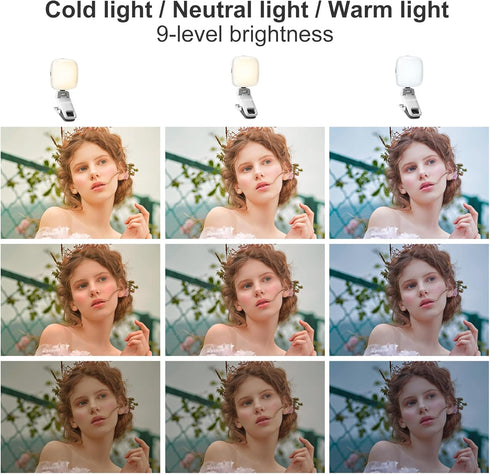 49 LED Selfie Light,Video Light,Phone Light Clip,200mAh,Adjusted 3 Light Modes,Portable Camera Light Panel 0-360° Color, DSLR Lighting for iPhone,...