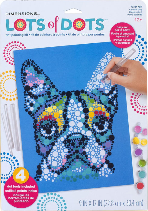 Dimensions Colorful Dog Acrylic Dot Painting Kit for Adults and Kids, Finished Project 10" x 10", Multicolor...
