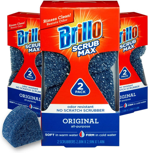 Brillo Scrub Max Heat Activated Sponges, Strong & Long Lasting, Innovative Technology, 2 Count (2 Count (Pack of 3), All Purpose)...