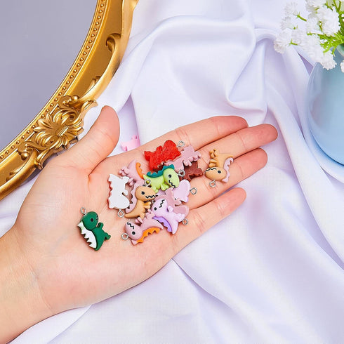 Waydress Dinosaur Pendant Charms, Small Dinosaur Resin Pendant Charms, Earring for DIY Jewelry Crafts Making, 10 Colors...