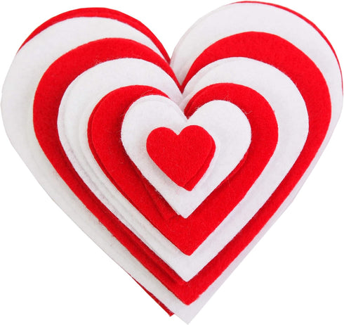 Playfully Ever After 1 to 6 inch Multi-Size Color Pack 24pc Felt Hearts (Red/White)...
