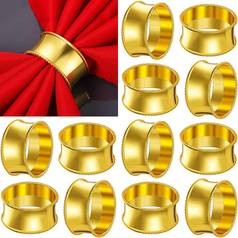 8 Pcs Gold Napkin Rings Set Metal Napkin Holder Rings Holiday Rhinestone Delicate Buckle for Easter Wedding Dinner Party Receptions Family Gatheri...