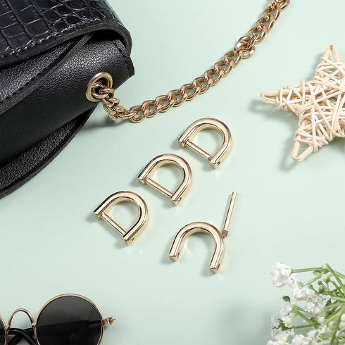 Artibetter D-Rings Screw in Shackle Horseshoe U Shape D Ring DIY Leather Craft Purse Keychain Accessories for Strap 2cm (Gold)...